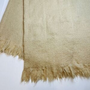AdoraTex Mohair Blend Throw Blanket 54"x70" Tan Fringe Decor Made in India‎